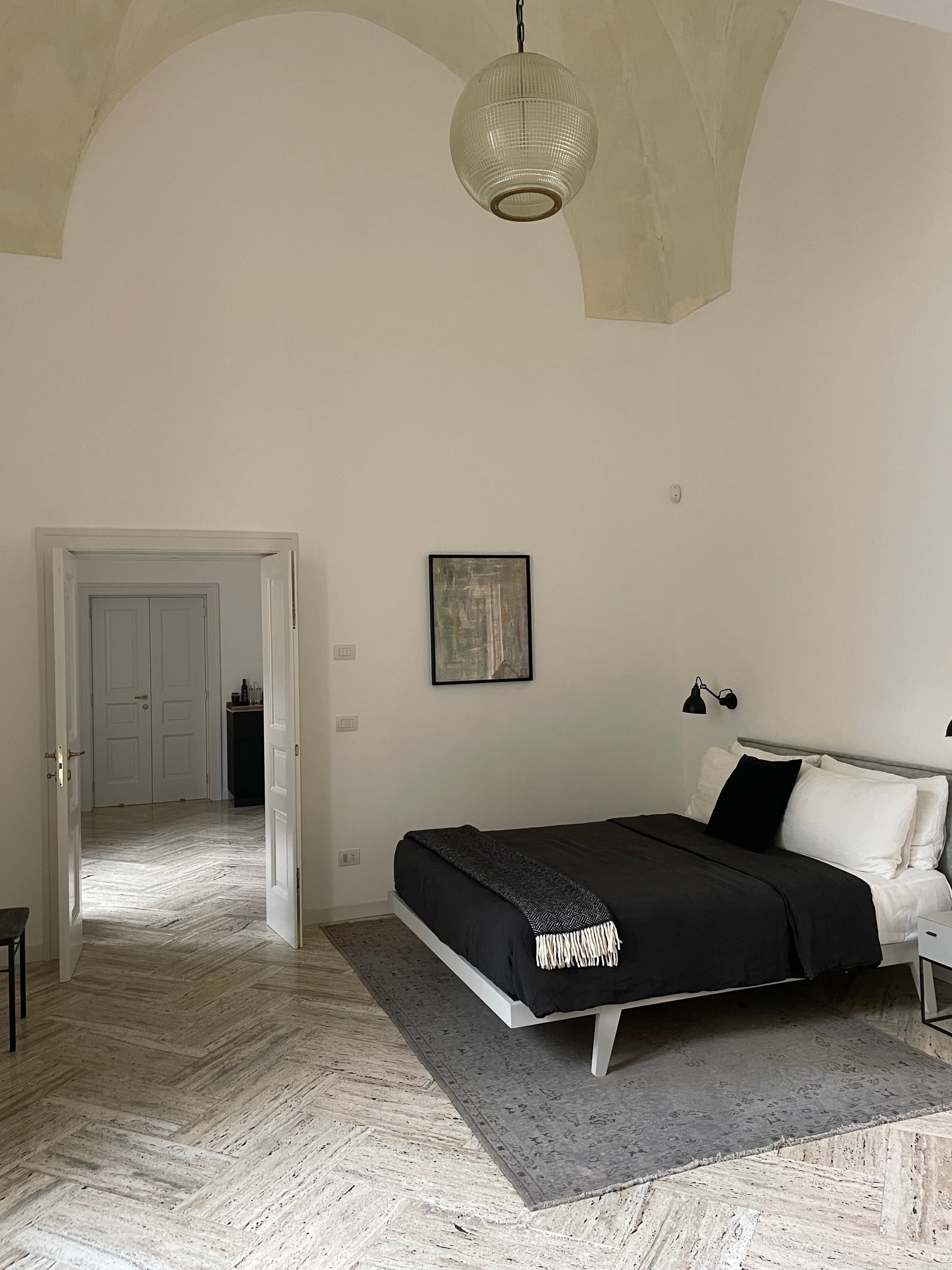 European king size bed with Italian linen