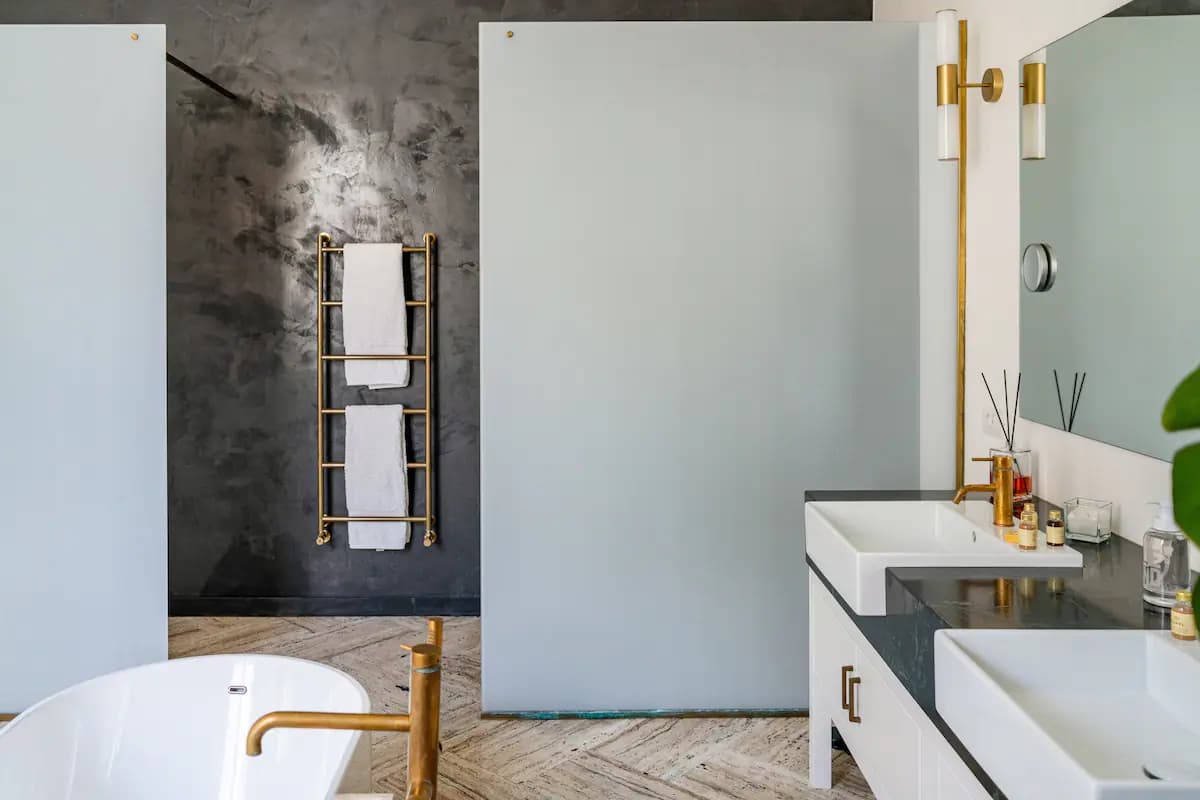 Bathtub, walk-in shower, shower toilet